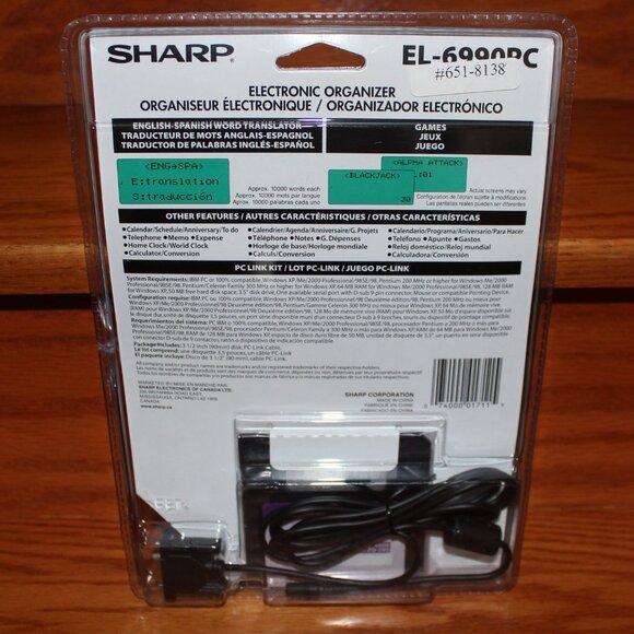 3/$55❤️new SHARP Electronic Organizer EL-6990PC English Spanish Word Translator - Picture 2 of 5